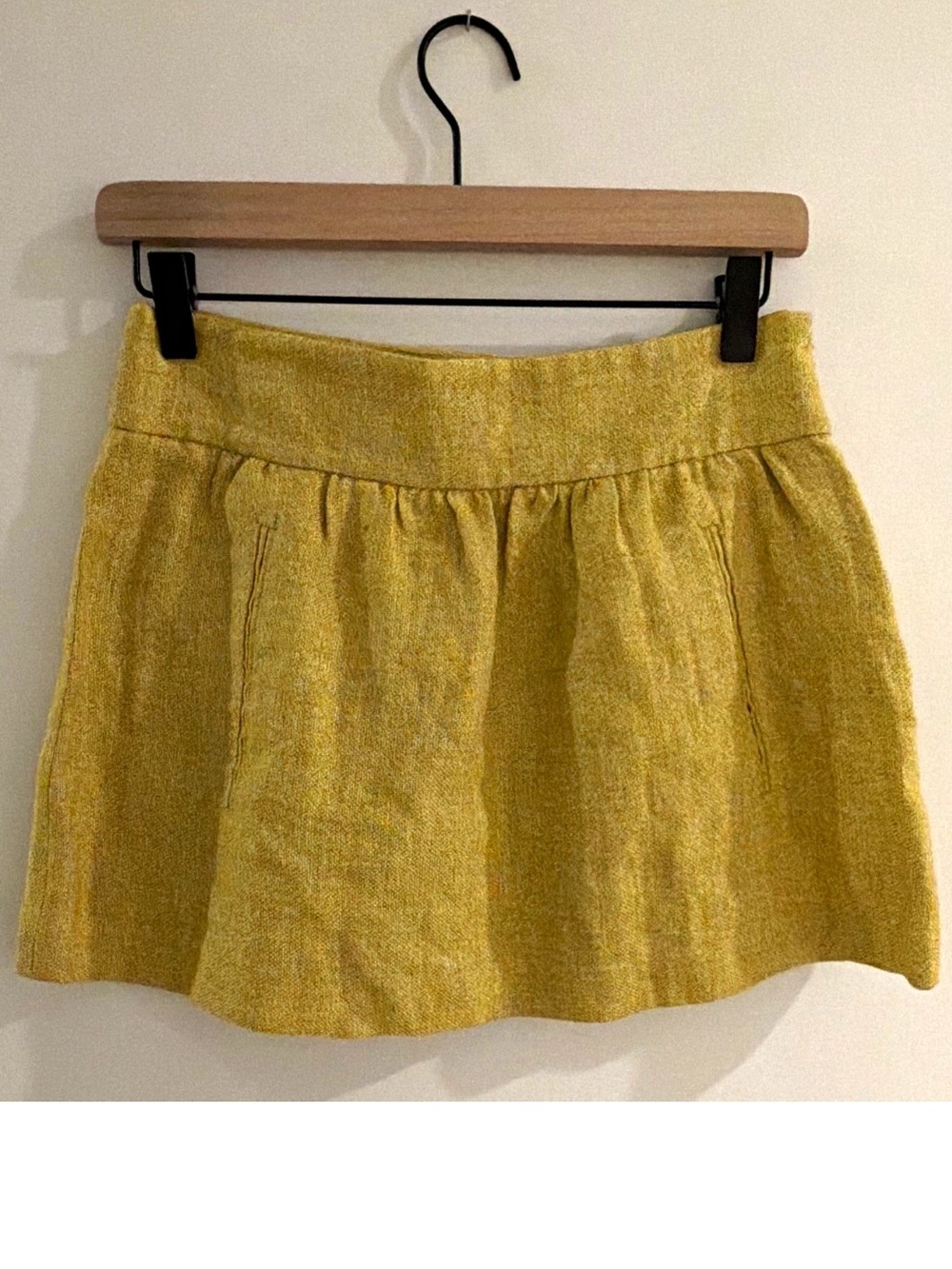 NWT Theory Yellow Linen Luvetta Skirt 00 w/Pockets - Orig $265